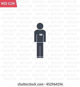  man vector icon with  heart