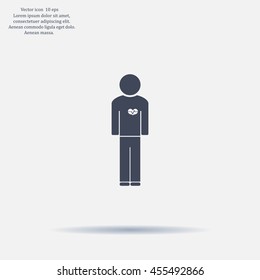  man vector icon with  heart