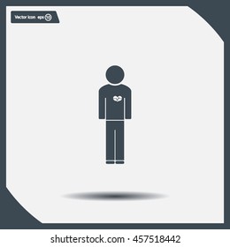  man vector icon with  heart