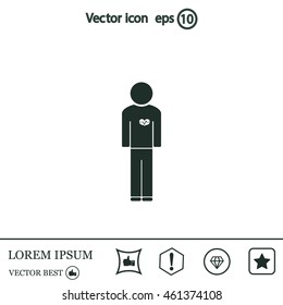  man vector icon with  heart