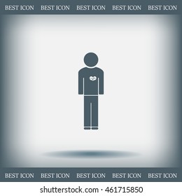  man vector icon with  heart