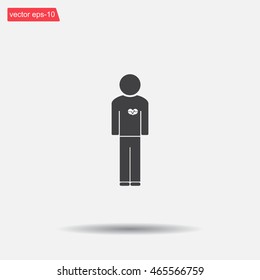  man vector icon with  heart
