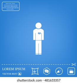  man vector icon with  heart