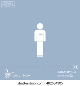  man vector icon with  heart