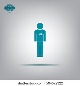  man vector icon with  heart
