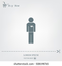  man vector icon with  heart