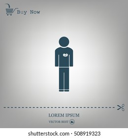  man vector icon with  heart