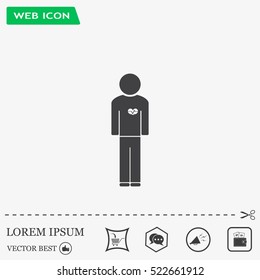  man vector icon with  heart