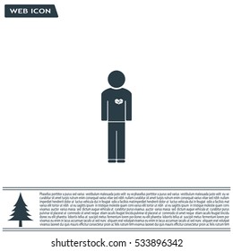  man vector icon with  heart