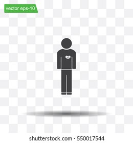  man vector icon with  heart