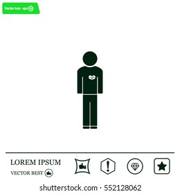  man vector icon with  heart