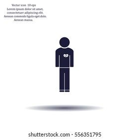  man vector icon with  heart