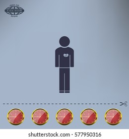  man vector icon with  heart