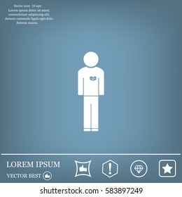 man vector icon with  heart