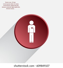  man vector icon with  heart