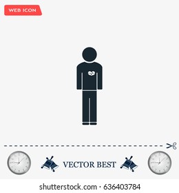  man vector icon with  heart