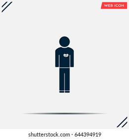  man vector icon with  heart