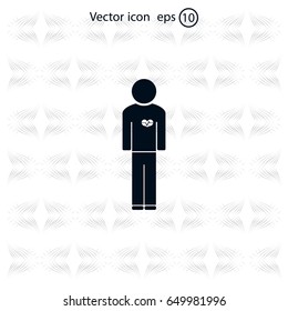  man vector icon with  heart