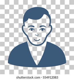 Man vector icon. Illustration style is flat iconic blue symbol on a chess transparent background.