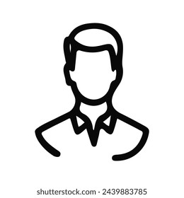 Man vector icon, in linear style. Black on a white background.