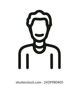 Man vector icon, in linear style. Black on a white background.