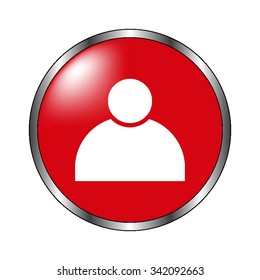 Man - vector icon on the  red button