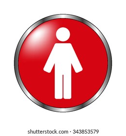 Man - vector icon on  the red button