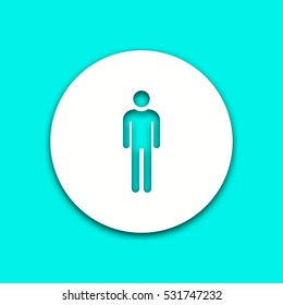 Man vector icon with shadow. Round button for website and mobile app illustration. Background easily be changed to any color.
