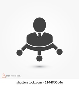 man vector icon, stock vector illustration flat design style