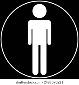 Man vector icon. Style is flat rounded symbol, white color, rounded angles, black background.
