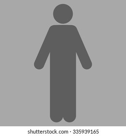 Man vector icon. Style is flat symbol, dark gray color, rounded angles, silver background.