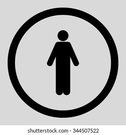 Man vector icon. Style is flat rounded symbol, black color, rounded angles, light gray background.