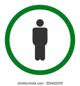 Man vector icon. This rounded flat symbol is drawn with green and gray colors on a white background.