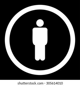 Man vector icon. This rounded flat symbol is drawn with white color on a black background.