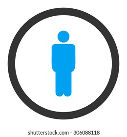 Man vector icon. This rounded flat symbol is drawn with blue and gray colors on a white background.