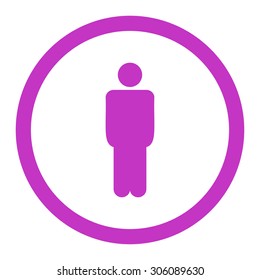 Man vector icon. This rounded flat symbol is drawn with violet color on a white background.