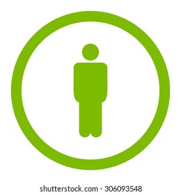Man vector icon. This rounded flat symbol is drawn with eco green color on a white background.