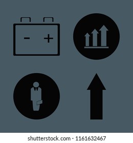 man vector icons set. with businessman, growing graph, car battery and up arrow in set