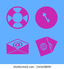 man vector icons set. with key, lifebuoy, passports and mail in set