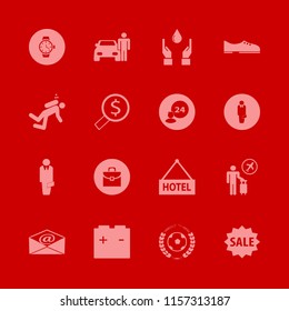 man vector icons set. with room service, football game, hotel and tourist flying in set