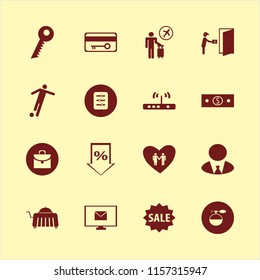 man vector icons set. with tourist flying, businessman, key and filter in set
