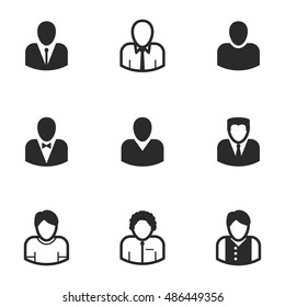 Man vector icons. Simple illustration set of 9 man elements, editable icons, can be used in logo, UI and web design