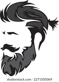 Man Vector With long hair and beard