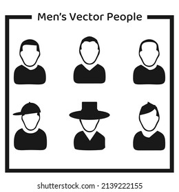 Man vector people sets  black color with white background