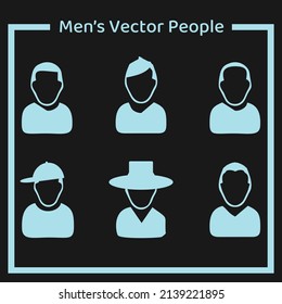Man vector people sets blue color with black background
