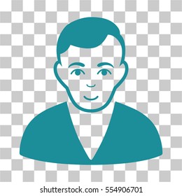 Man vector pictograph. Illustration style is flat iconic soft blue symbol on a chess transparent background.