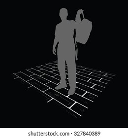 man vector silhouette on brick vector illustration