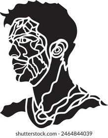 Man Vector Stencil, Black and White 