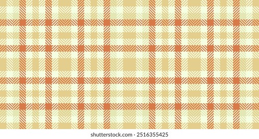 Man vector textile check, warp seamless tartan pattern. Menswear fabric background texture plaid in light and amber colors palette.