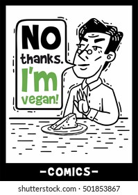 man vegan says no cheese comics proste